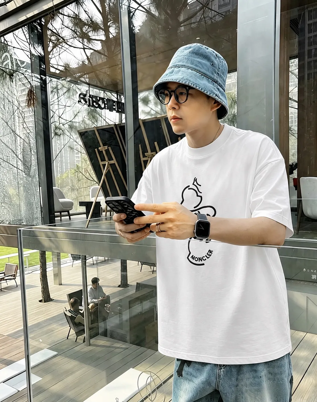 moncle～ logo 《 》7a tee ， Same Style ， : Black White Coffee Brown Size：S（90-130 ） M（125-150 ） L（135-165 ） XL（160-190 ） XXL（185-220 ）